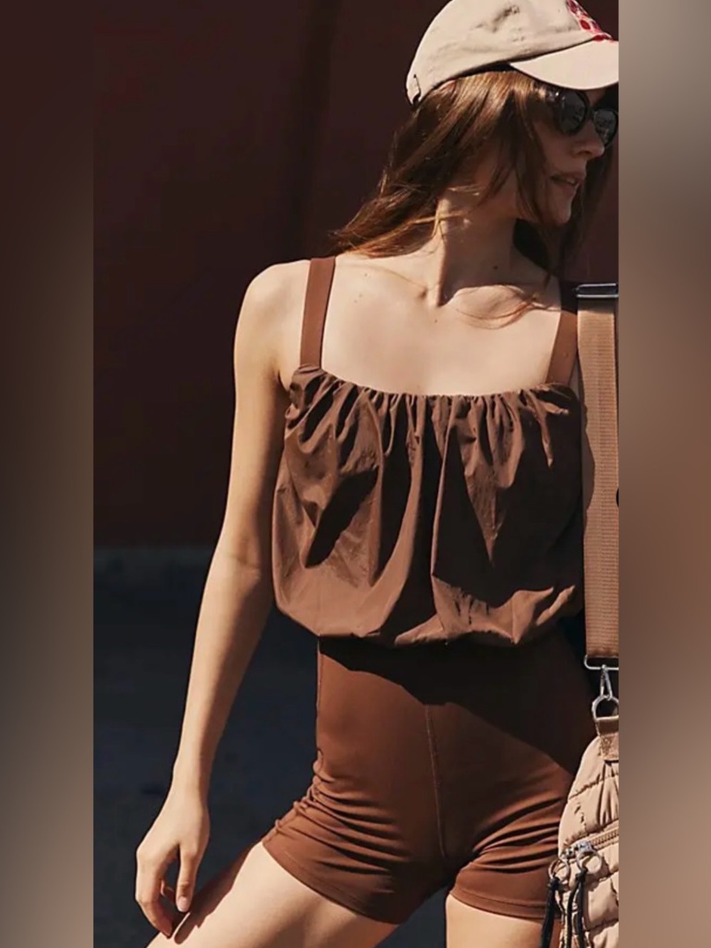 Free People double trouble brown walnut onesie medium